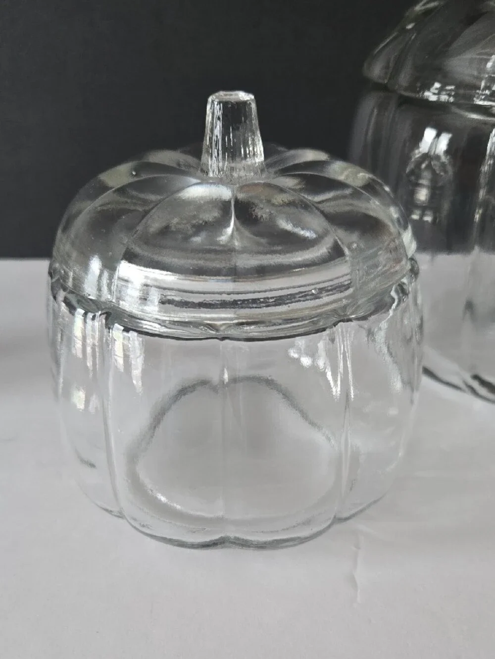 Robert Stanley Clear Glass Pumpkin Shaped Cannister Jars with Lids - Set of 2